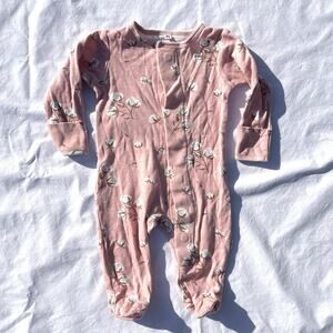 Easy Magnetic Close E=MC Sleeper Baby Size 0-3M Pink Cotton Floral Footie Pjs
